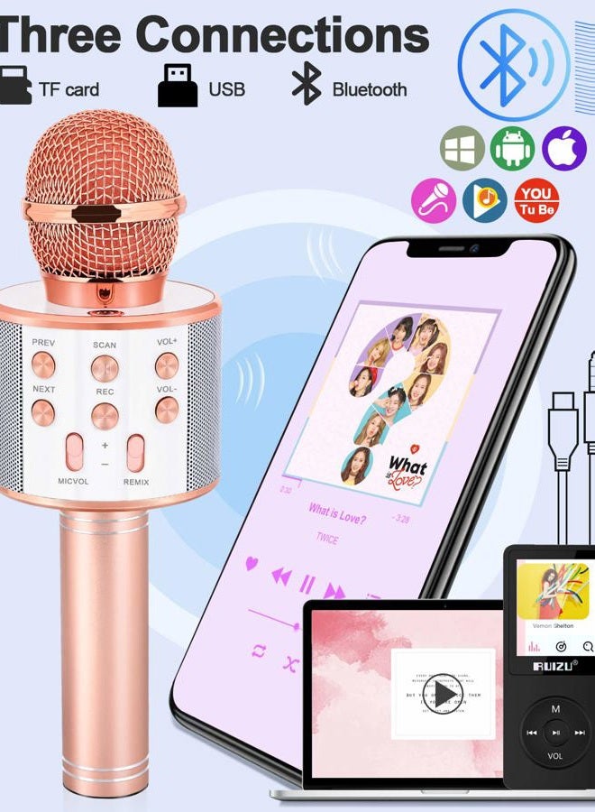 Dodosky Toys for Girls Age 5-12, Wireless Bluetooth Karaoke Microphone for Kids Popular Toys for 5 6 7 8 9 10 11 12 Year Olds Girls Boys Best Gifts for 5-12 Year Olds Girl Boy Teen - Champagne - Image 4