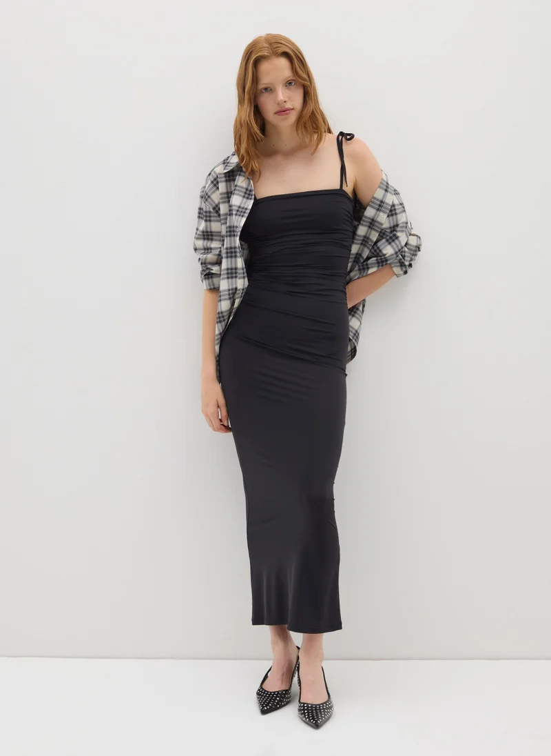 Ovs RUCHED BLACK LONG DRESS
