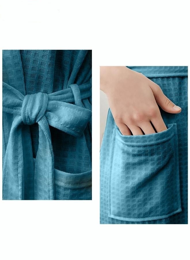 Ladies Waffle Woven Bathrobes with Belts, Cotton Robes, Light and Breathable Women's Gowns L - Image 4