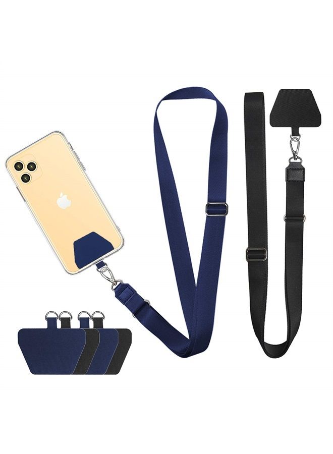 Doormoon Phone Lanyard Tether, Universal Neck Strap with Patch for Phone Case Wallet ID Badge Holder for Most Smartphones, 2 Pack, Black Blue - Image 1
