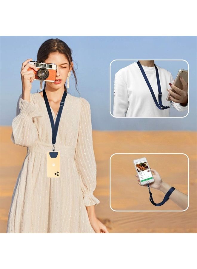 Doormoon Phone Lanyard Tether, Universal Neck Strap with Patch for Phone Case Wallet ID Badge Holder for Most Smartphones, 2 Pack, Black Blue - Image 2