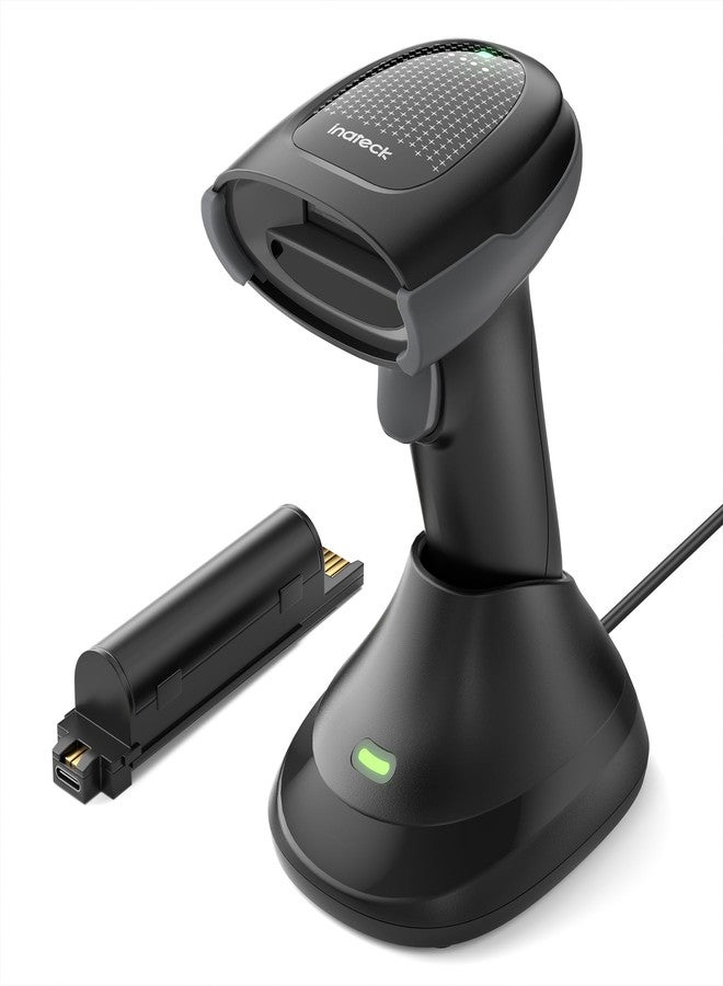 Inateck Wireless 2D Barcode Scanner Bluetooth, Megapixel QR Scanner with Charging Cradle Data Receiver, 2X 2000mAh Replaceable Batteries for Continuous Shift Work - Image 1