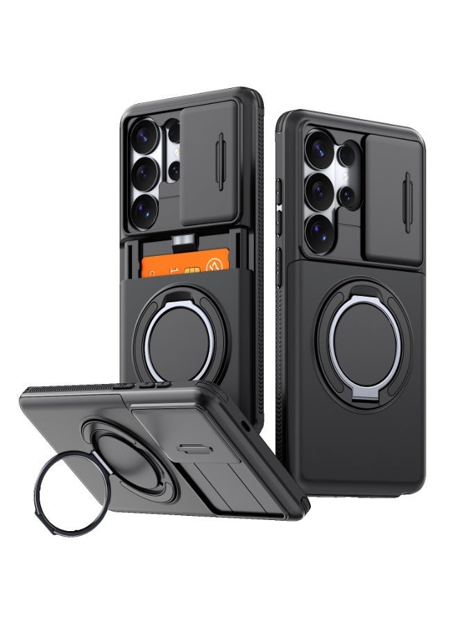 Multifunctional Case for Samsung S23/S24/S25/S26 Ultra with Slide Camera Cover, Magnetic Stand & Card Slot, Shockproof Phone Cover - Image 1