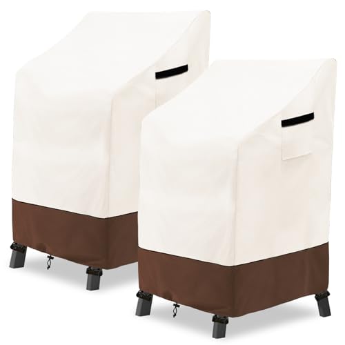 Osileyo Stackable Patio Chair Covers Waterproof Patio Furniture Covers 28 W x 36 D x 47 H InchesFits for 46 Stackable Dining Chairs 2 Pack Beige Brown - Image 1