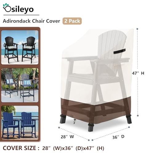 Osileyo Stackable Patio Chair Covers Waterproof Patio Furniture Covers 28 W x 36 D x 47 H InchesFits for 46 Stackable Dining Chairs 2 Pack Beige Brown - Image 3