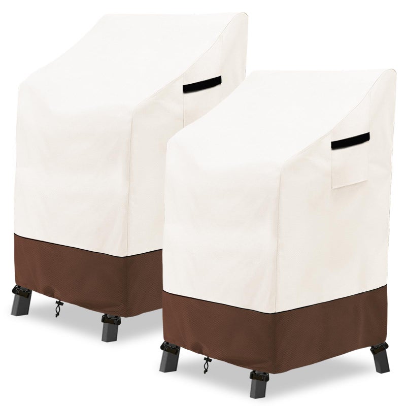 Osileyo Stackable Patio Chair Covers Waterproof Patio Furniture Covers 28 W x 36 D x 47 H InchesFits for 46 Stackable Dining Chairs 2 Pack Beige Brown - Image 2