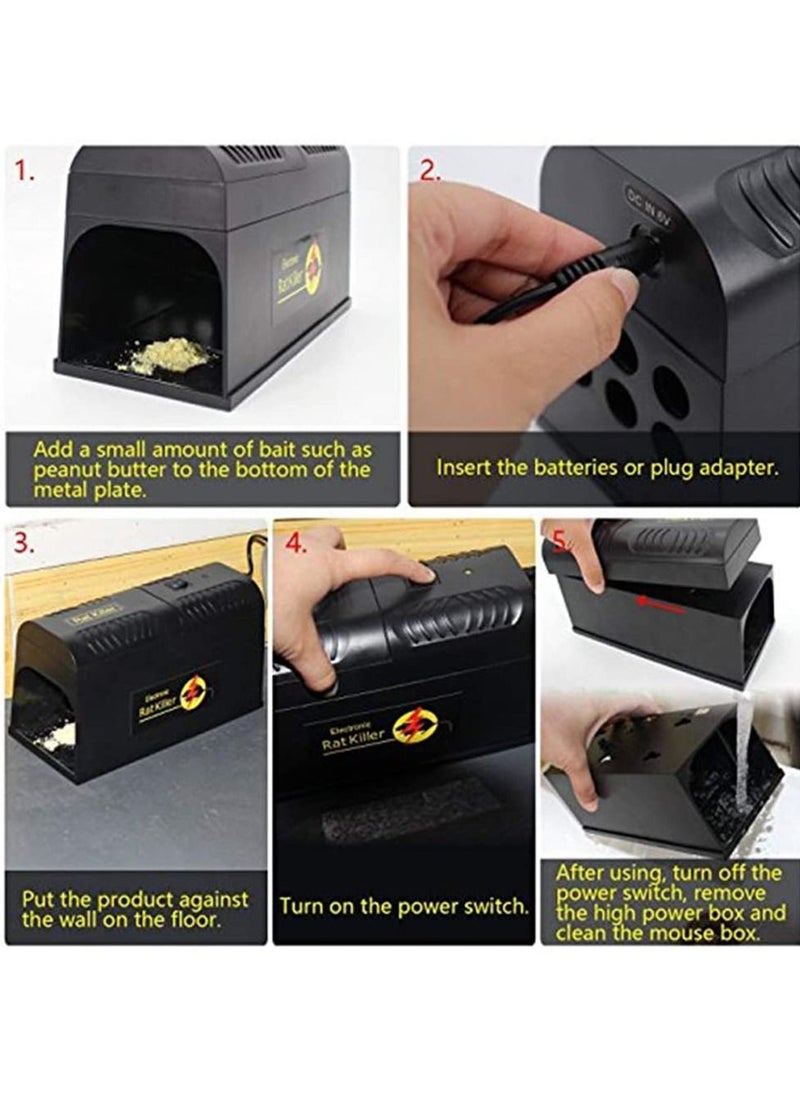 Mouse Trap Electric Rat Trap - Indoor Pest Control Rodent Zapper for Home, Safe & Clean