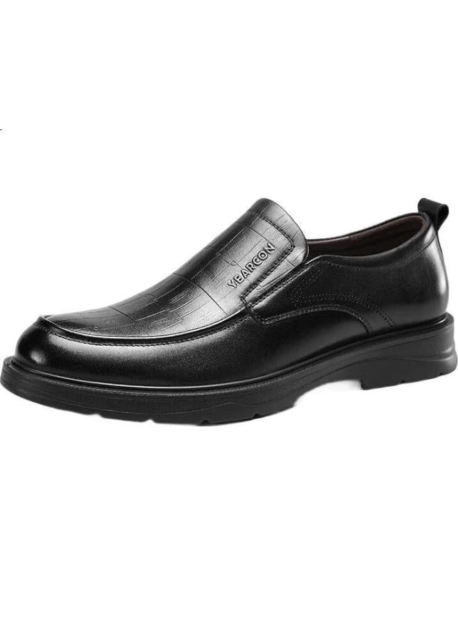 YEARCON Men'S British Style Slip-On Business Casual Leather Shoes With Soft Sole For Dad 96343W Black Size 42 - Image 1