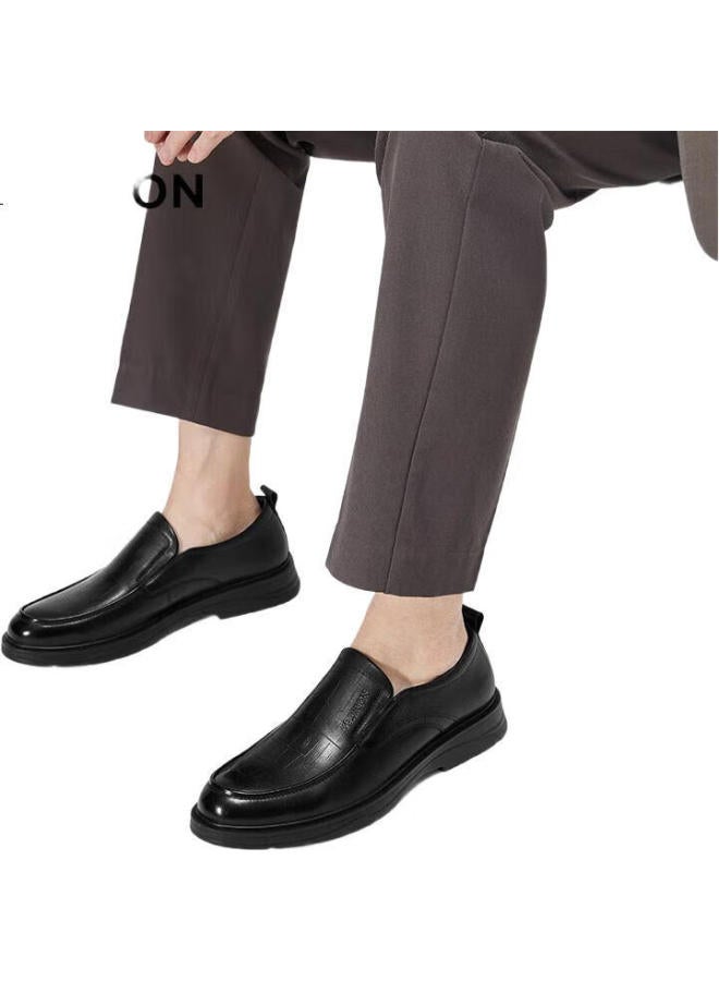 YEARCON Men'S British Style Slip-On Business Casual Leather Shoes With Soft Sole For Dad 96343W Black Size 42 - Image 3