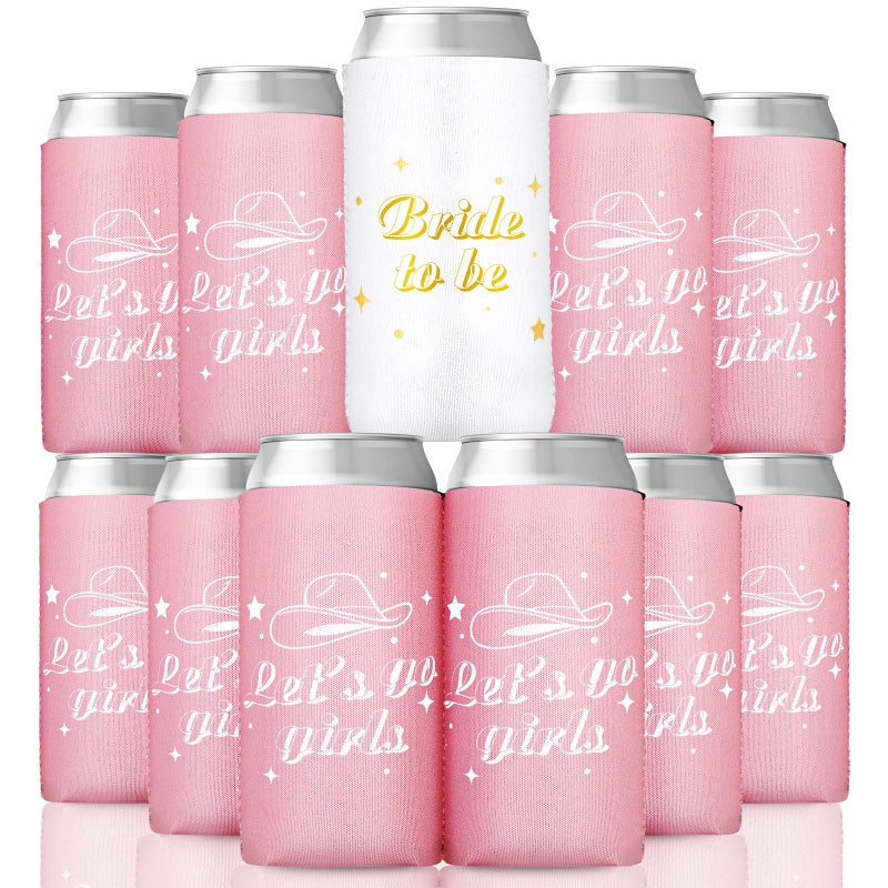 Youyole 12 Pcs Bachelorette Party Can Sleeves Cowgirl Slim Can Let's Go Girl Bachelorette Party Can Coolers Bride Insulated Beer Can Cooler Sleeves for Bridal Shower Supplies Favors Decorations - Image 1