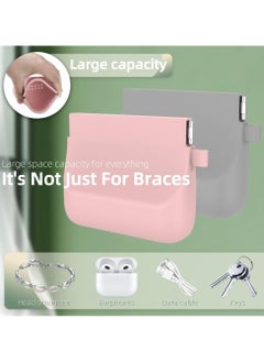 CMGTYYD 2 Pack Silicone Retainer Case with Lanyard, Durable Soft Denture Case with Vent Holes Compatible for Invisalign, Portable Mouth Guard Case Travel Containers (Pink+Grey)  - Image 2