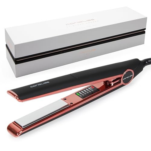 Corioliss C1 Flat Iron Hair Straightener Professional Titanium Plates Temperature Control Travel Case (Black Soft Touch Copper) - Image 1