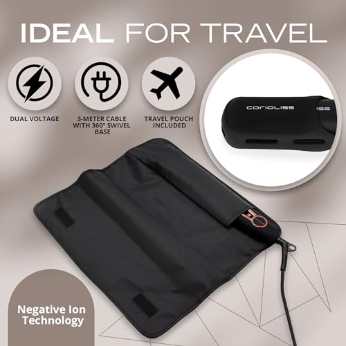 Corioliss C1 Flat Iron Hair Straightener Professional Titanium Plates Temperature Control Travel Case (Black Soft Touch Copper) - Image 5