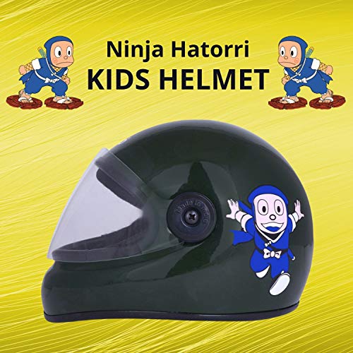 Western Era Stylish Ninja New Hatorri Character Sticker Full Face Helmet for Kids || Baby Safety and Comfort || (3-12 Years) (Free, Green Glossy) (Non-Motorized) - Image 3
