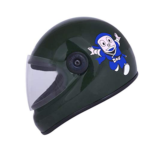 Western Era Stylish Ninja New Hatorri Character Sticker Full Face Helmet for Kids || Baby Safety and Comfort || (3-12 Years) (Free, Green Glossy) (Non-Motorized) - Image 1