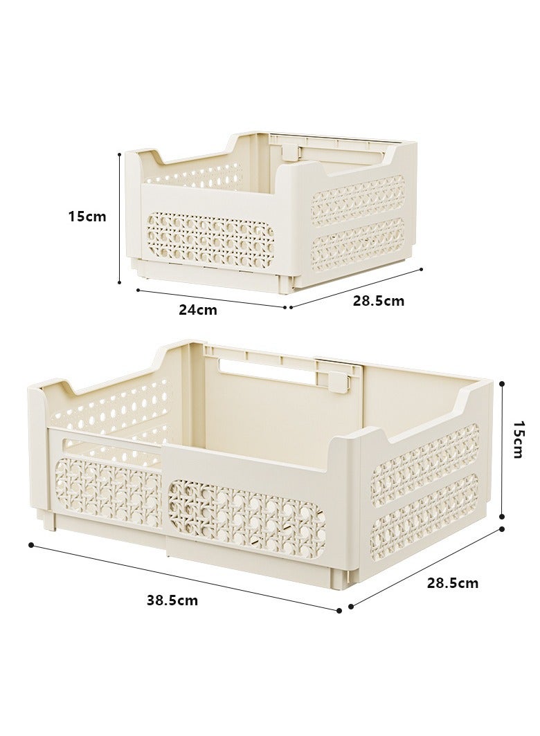 3PCS Retractable Storage Box Closet Storage Organizer Foldable Stackable Bins with Handles,Drawer Organizers for Pantry Fridge Plastic Basket Stackable Plastic Drawer Storage Box for Kitchen, Refrigerator, Cabinets, Wardrobes, Bathroom, Office - Image 2