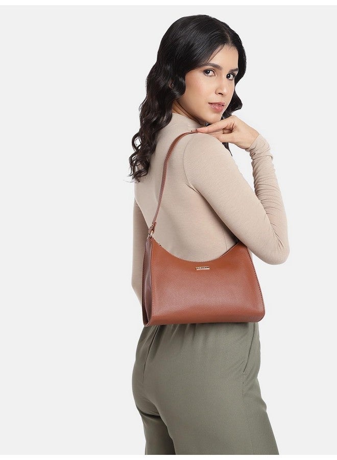 Fastrack Solid Hobo Bag For Women, Girls and Ladies | Ladies Purse Handbag | Made of Premium PU Material | Shoulder For Casual Carry | Handbags, Tan - Image 2