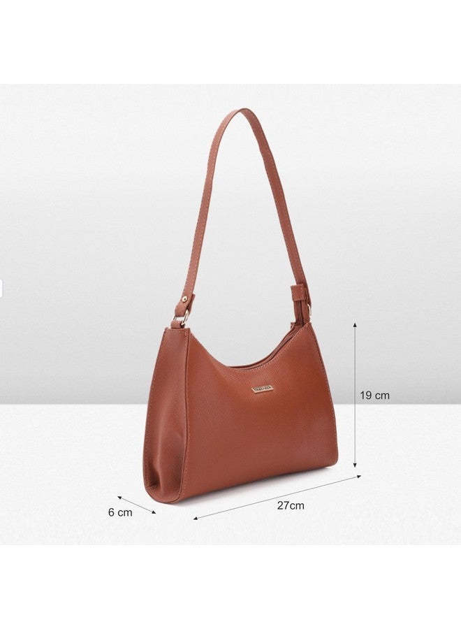 Fastrack Solid Hobo Bag For Women, Girls and Ladies | Ladies Purse Handbag | Made of Premium PU Material | Shoulder For Casual Carry | Handbags, Tan - Image 3