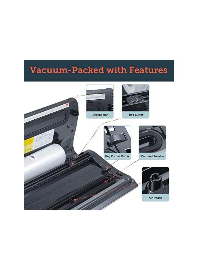 vesus Sealer Machine,Dry Moist Food Preservation Sealer With Touch Screen,Built-In Bag Cutter,For Sous Vide Starter Kit Included Bags And Hose-Black  - Image 2