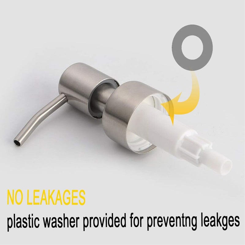 ويوبلز قطعتان من مضخة موزع غسول بديلة، مضخة موزع صابون من الفولاذ المقاوم للصدأ 304، مضخة بديلة لأنابيب الصابون البلاستيكية، موزع صابون سائل للمطبخ والحمام وزجاجات سطح العمل - Image 5