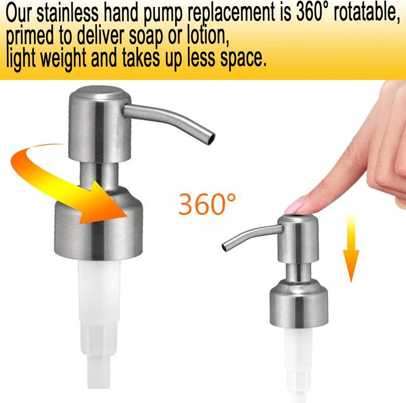 ويوبلز قطعتان من مضخة موزع غسول بديلة، مضخة موزع صابون من الفولاذ المقاوم للصدأ 304، مضخة بديلة لأنابيب الصابون البلاستيكية، موزع صابون سائل للمطبخ والحمام وزجاجات سطح العمل - Image 3