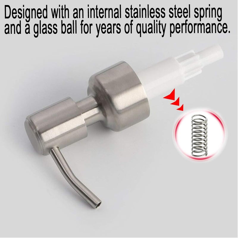 ويوبلز قطعتان من مضخة موزع غسول بديلة، مضخة موزع صابون من الفولاذ المقاوم للصدأ 304، مضخة بديلة لأنابيب الصابون البلاستيكية، موزع صابون سائل للمطبخ والحمام وزجاجات سطح العمل - Image 4