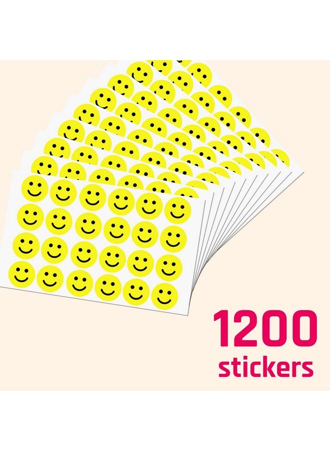 TownStix 1200 Pack 1" Yellow Smiling Happy Face Stickers - Image 3