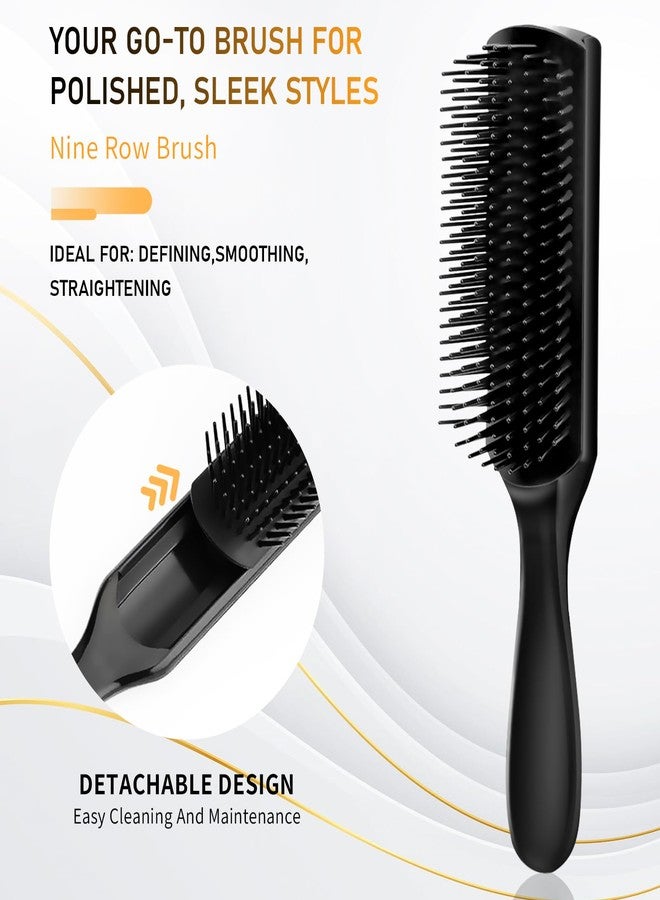DUAIU Hair Brush Set, 5Pcs Paddle Hairbrush for Men and Women, Round Quiff and Rat Tail Wide Tooth Styling Comb and Brush Set for Curly Long Thick Thin Hair - Great on Wet or Dry Use, No More Tangle - Image 3