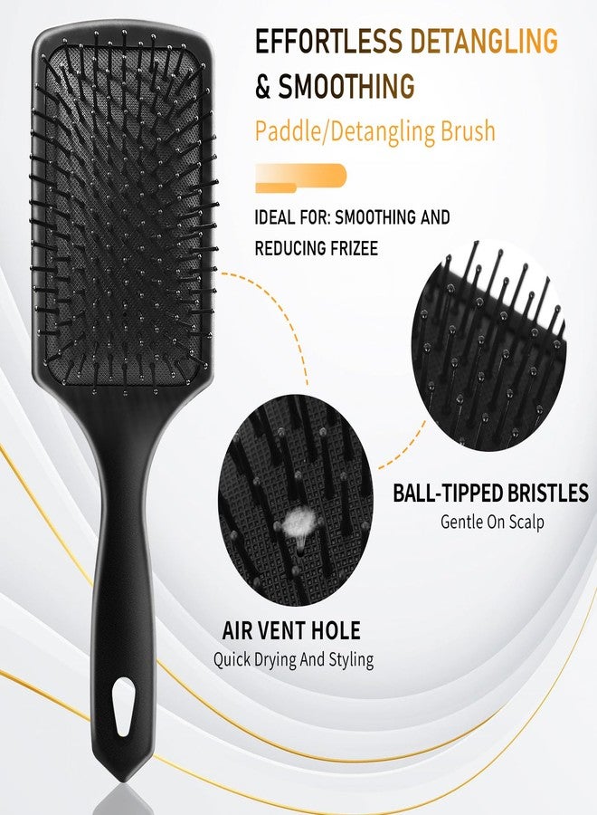 DUAIU Hair Brush Set, 5Pcs Paddle Hairbrush for Men and Women, Round Quiff and Rat Tail Wide Tooth Styling Comb and Brush Set for Curly Long Thick Thin Hair - Great on Wet or Dry Use, No More Tangle - Image 2