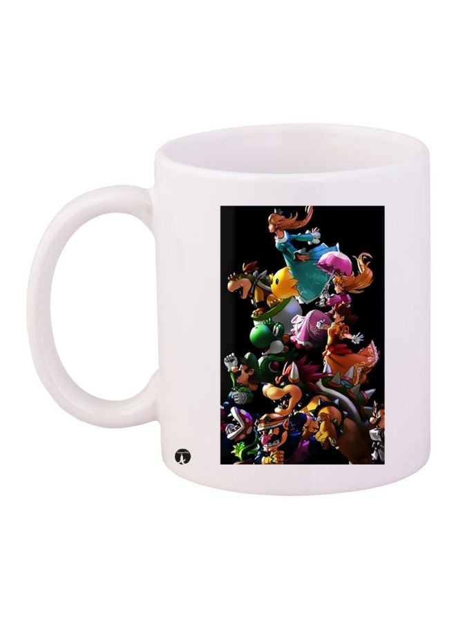 Cartoon Printed Coffee Mug White/Black/Pink 11ounce