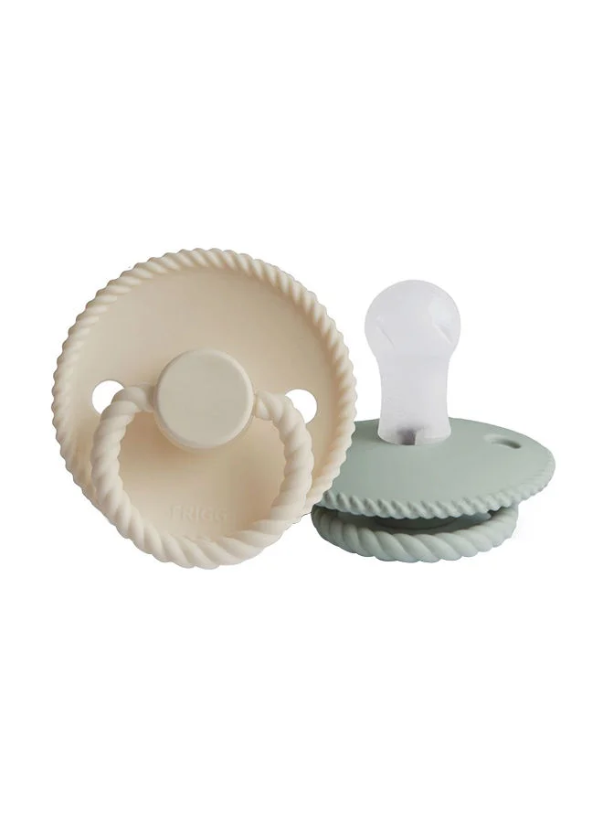 FRIGG Pack Of 2 Rope Silicone Baby Pacifier 0-6M, Cream/Sage - Size 1