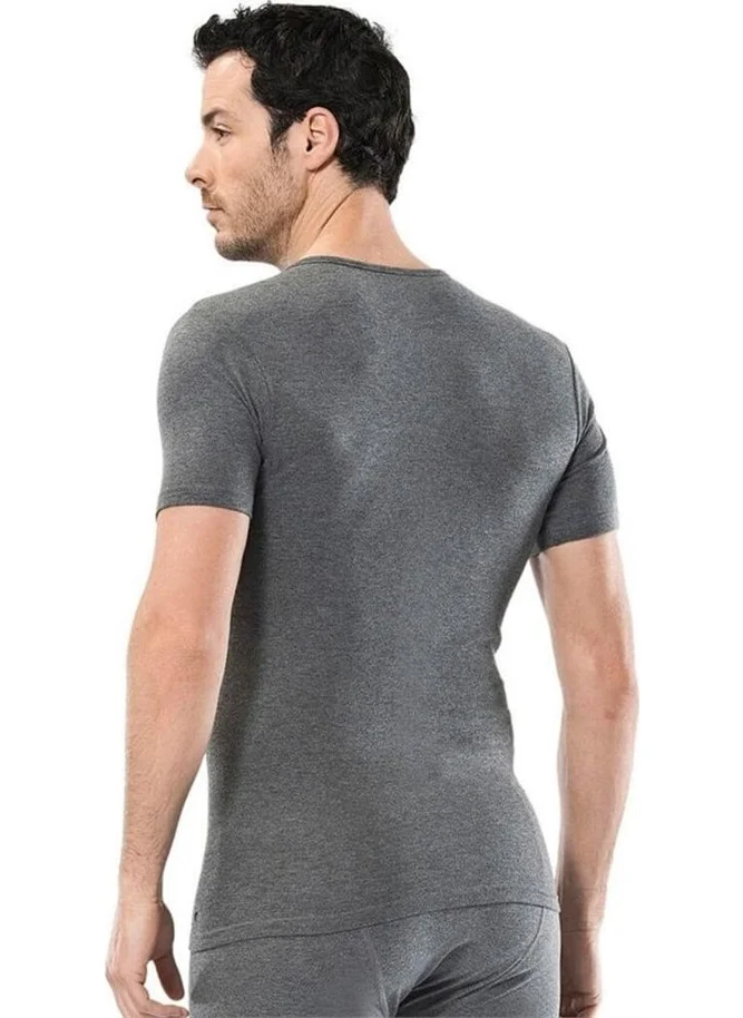 كاشاريل 1601 Men's Thermal Men's Short Sleeve Men's Crew Neck - Gray Melange