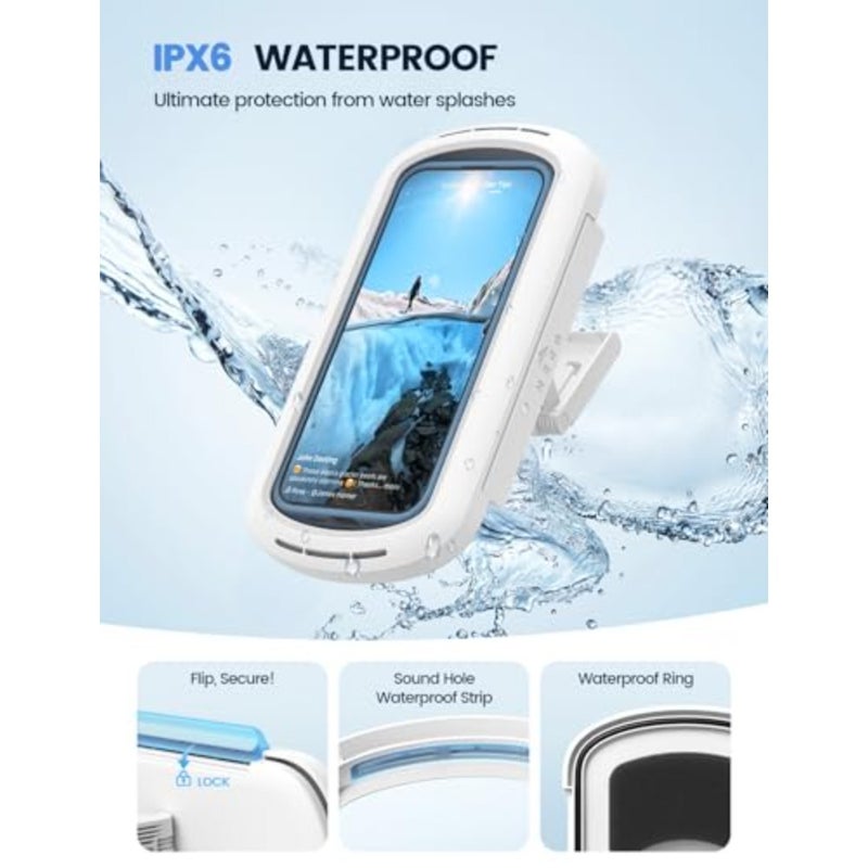 Shower Phone Holder with Speaker Holes, IPX6 Waterproof Clear Sound and 480° Rotation Shower Case Accessories, Waterproof Bathroom Wall Mount for iPhone 17 Pro Max, S26 Ultra, 4-7" Phone - Image 3