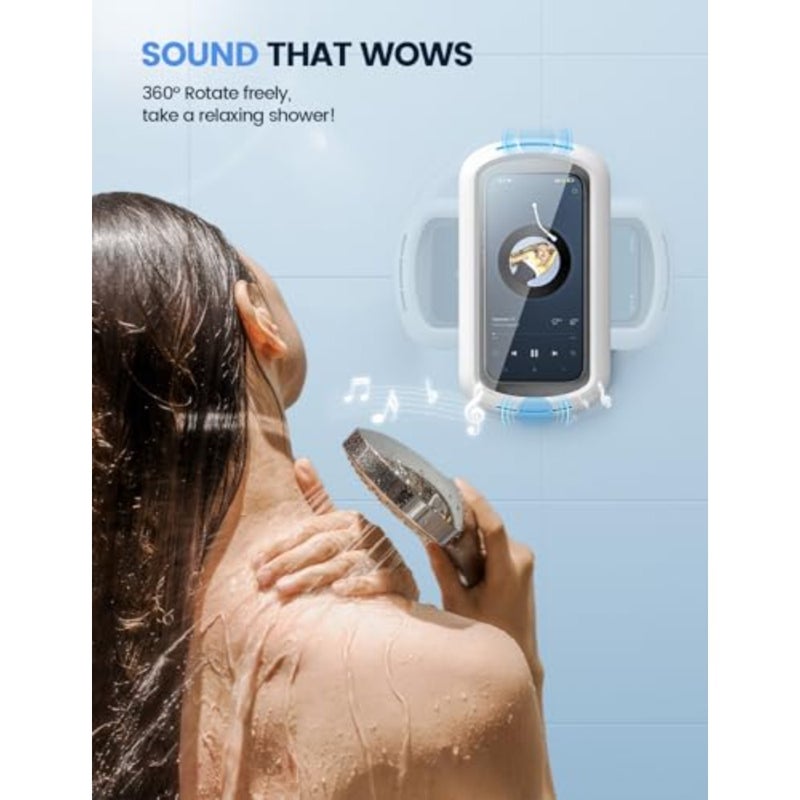 Shower Phone Holder with Speaker Holes, IPX6 Waterproof Clear Sound and 480° Rotation Shower Case Accessories, Waterproof Bathroom Wall Mount for iPhone 17 Pro Max, S26 Ultra, 4-7" Phone - Image 2