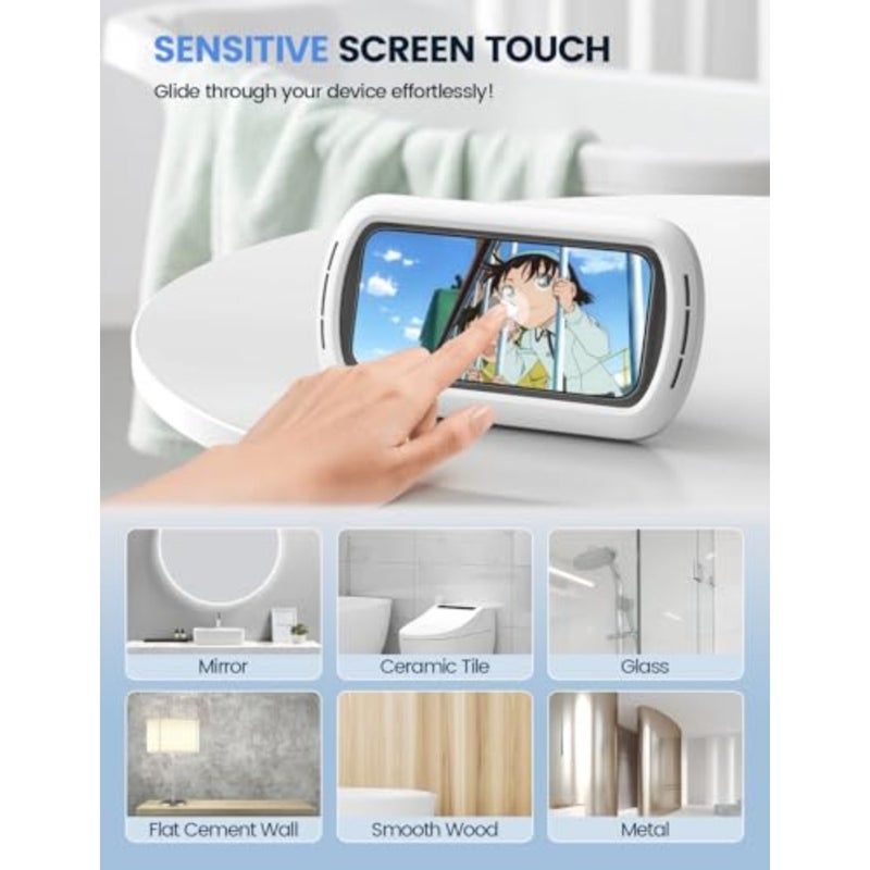 Shower Phone Holder with Speaker Holes, IPX6 Waterproof Clear Sound and 480° Rotation Shower Case Accessories, Waterproof Bathroom Wall Mount for iPhone 17 Pro Max, S26 Ultra, 4-7" Phone - Image 5