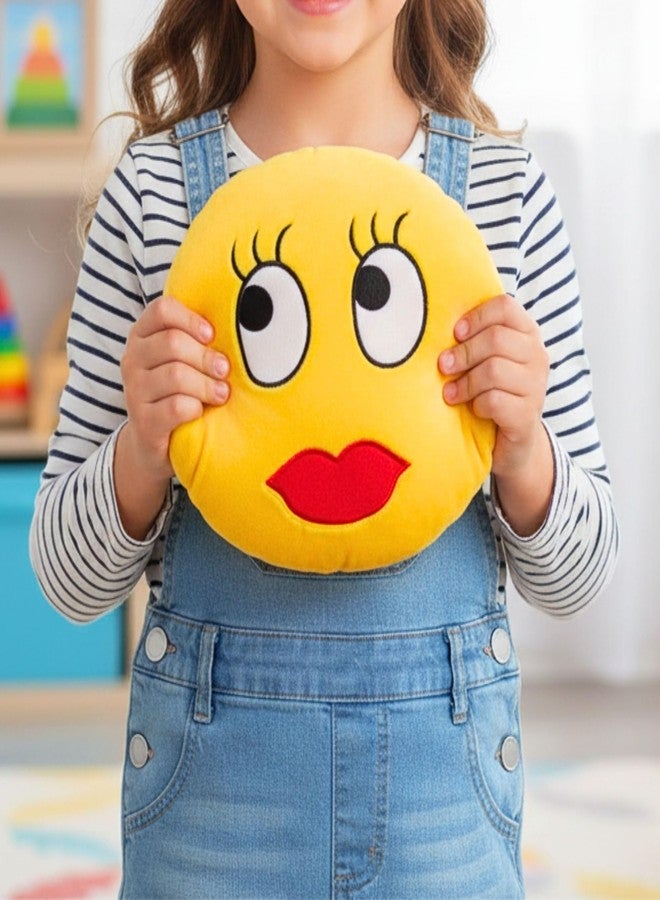 Tickles Stuffed Soft Batting Eyelashes Smiley Cushion Toy Pillow Car 33 cm (Made in India) - Image 1
