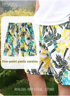 roaiss Men's Beachwear Quick Dry Beach Pants Swimming Trunks Leaves Pattern Thin Five-Point Casual Pants Sports Running Boxer Swim Shorts Swimsuit Summer Multicolor  - Image 4
