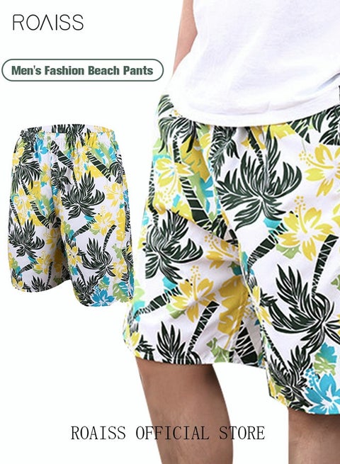 Men Casual Shorts with Multiple Pockets, Comfortable Straight Leg Beach Pants for Men, Quick-drying Short Pants with Adjustable Drawstring and Elastic Waistband, Suitable for Active Lifestyles and Casual Occasions