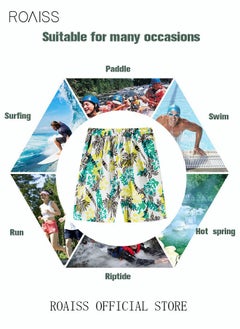 roaiss Men's Beachwear Quick Dry Beach Pants Swimming Trunks Leaves Pattern Thin Five-Point Casual Pants Sports Running Boxer Swim Shorts Swimsuit Summer Multicolor  - Image 5
