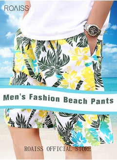 roaiss Men's Beachwear Quick Dry Beach Pants Swimming Trunks Leaves Pattern Thin Five-Point Casual Pants Sports Running Boxer Swim Shorts Swimsuit Summer Multicolor  - Image 2
