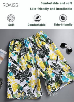 roaiss Men's Beachwear Quick Dry Beach Pants Swimming Trunks Leaves Pattern Thin Five-Point Casual Pants Sports Running Boxer Swim Shorts Swimsuit Summer Multicolor  - Image 3