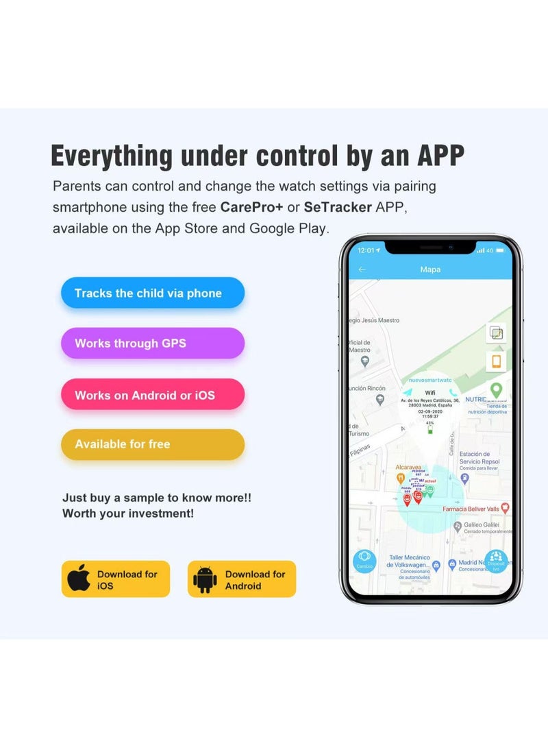 SKT Shiketro LT31 Children's High-Quality Smartwatch with GPS, Wi-Fi, Video Call, SOS, IP67 Waterproof, Camera, Tracker, Location Phone (Black) - Image 4