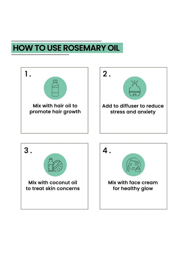 Rey Naturals - Tea Tree Oil, Rosemary Oil & Castor Oil For Hair Growth, Hairfall Control, Dandruff | Essential Oil & Cold Pressed Oil Set For Face, Skin, Hair Care| All Skin & Hair Types - 15Ml*2+200Ml - Image 1