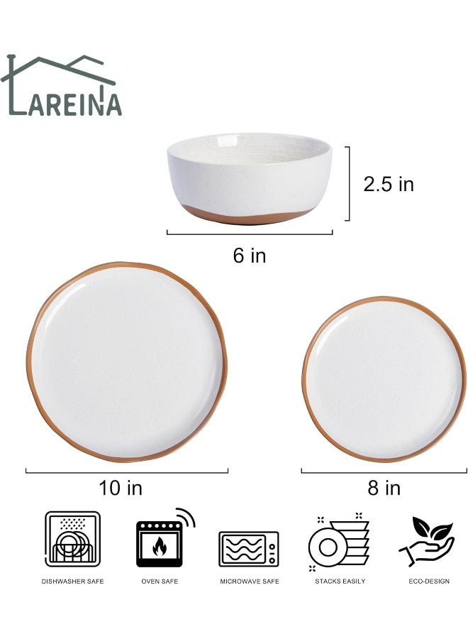 La Reina طقم أطباق وأوعية لارينيا 12 قطعة من الخزف آمن في غسالة الصحون والميكروويف باللون الأبيض الفانيلا - Image 2