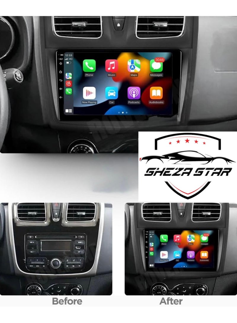 SHEZA STAR Android Car Stereo for Renault Logan 2 2012-2022 Sandero 2 2013-2022 4GB RAM 64GB ROM Support Carplay, M-Link Wi-Fi BT, Radio GPS, 9 Inch IPS Screen with AHD Camera Included - Image 2