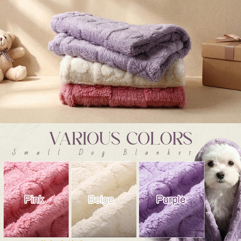 Tegeme 3 Pcs Small Dog Blanket 280 GSM Washable Pet Bed Cover Soft Fluffy Puppy Blanket 3D Textured Heart Checkered Pattern Fleece Soft Cat Plush Pet Throws for Kitten Doggy(Classic Colors,20"Ã—30") - Image 3