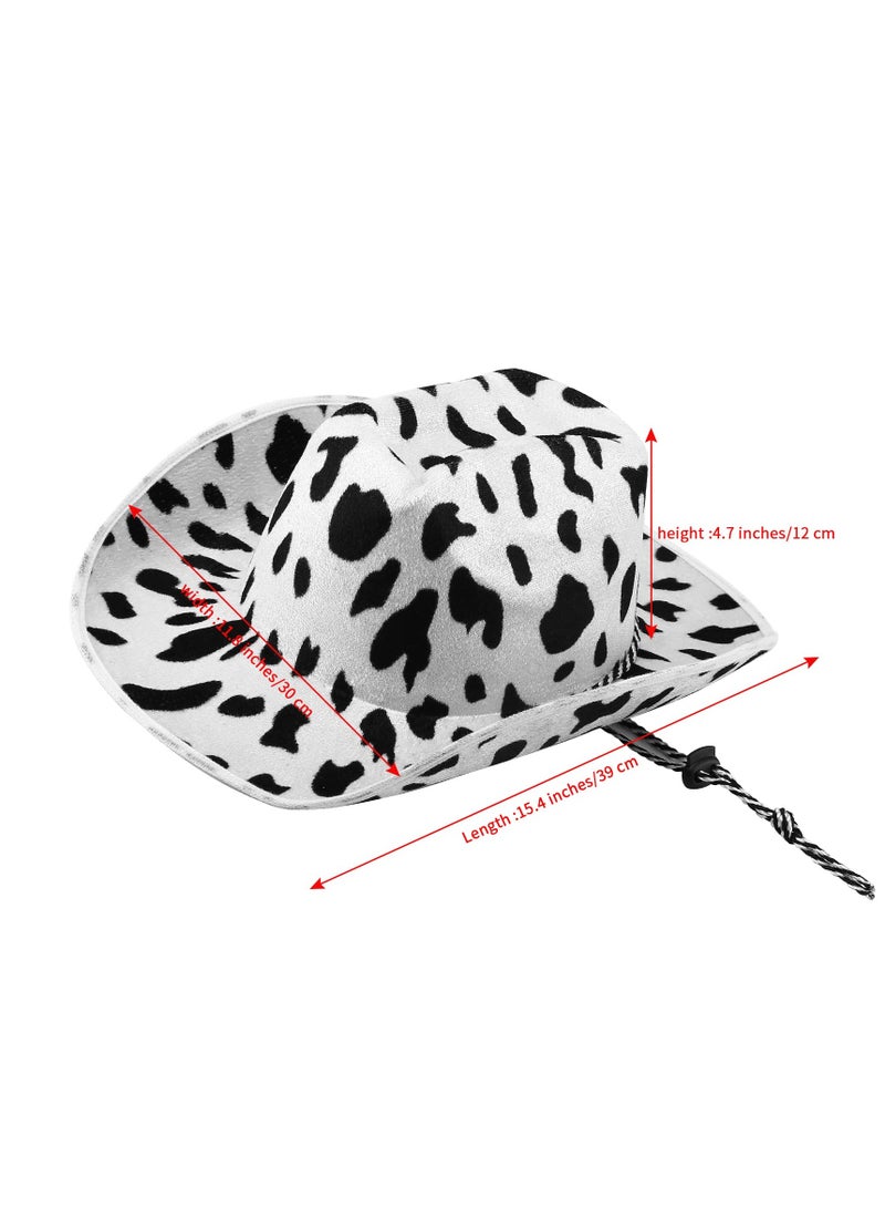 SYOSI Cowboy Hat, Reversible Cow Print Cowboy Hat for Women and Men White and Black Cowboy Hat with Clear Glasses for Party - Image 5
