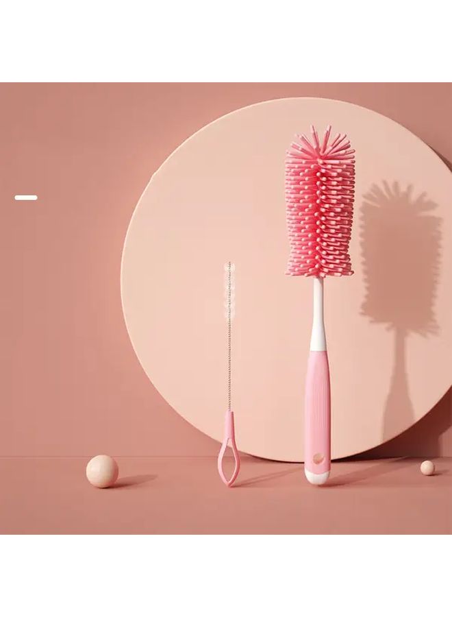 Long Handle Blue Silicone Bottle Cleaning Brush Set for Kitchen Bathroom Outdoor Use - Image 1