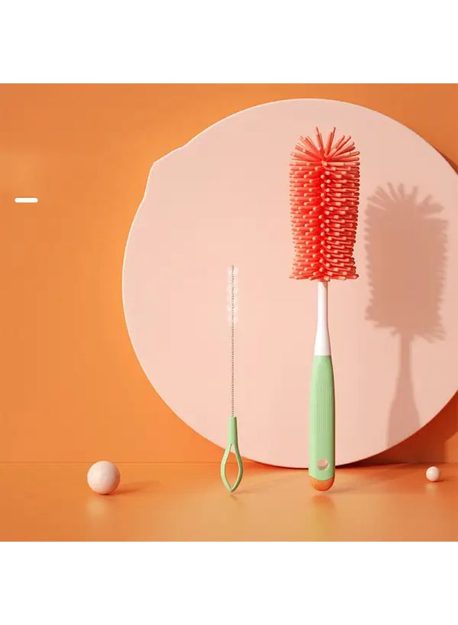 Long Handle Blue Silicone Bottle Cleaning Brush Set for Kitchen Bathroom Outdoor Use - Image 3