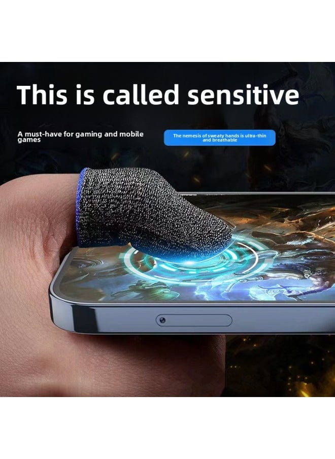 E-sports Special Eating Chicken Finger Gloves Game Gloves Anti-sweat Professional Special Glory Peace Elite Thumb Gloves Ultra-thin-Product Color:E-sports Version Silver Fiber [blue] [2 Pieces]  - Image 3